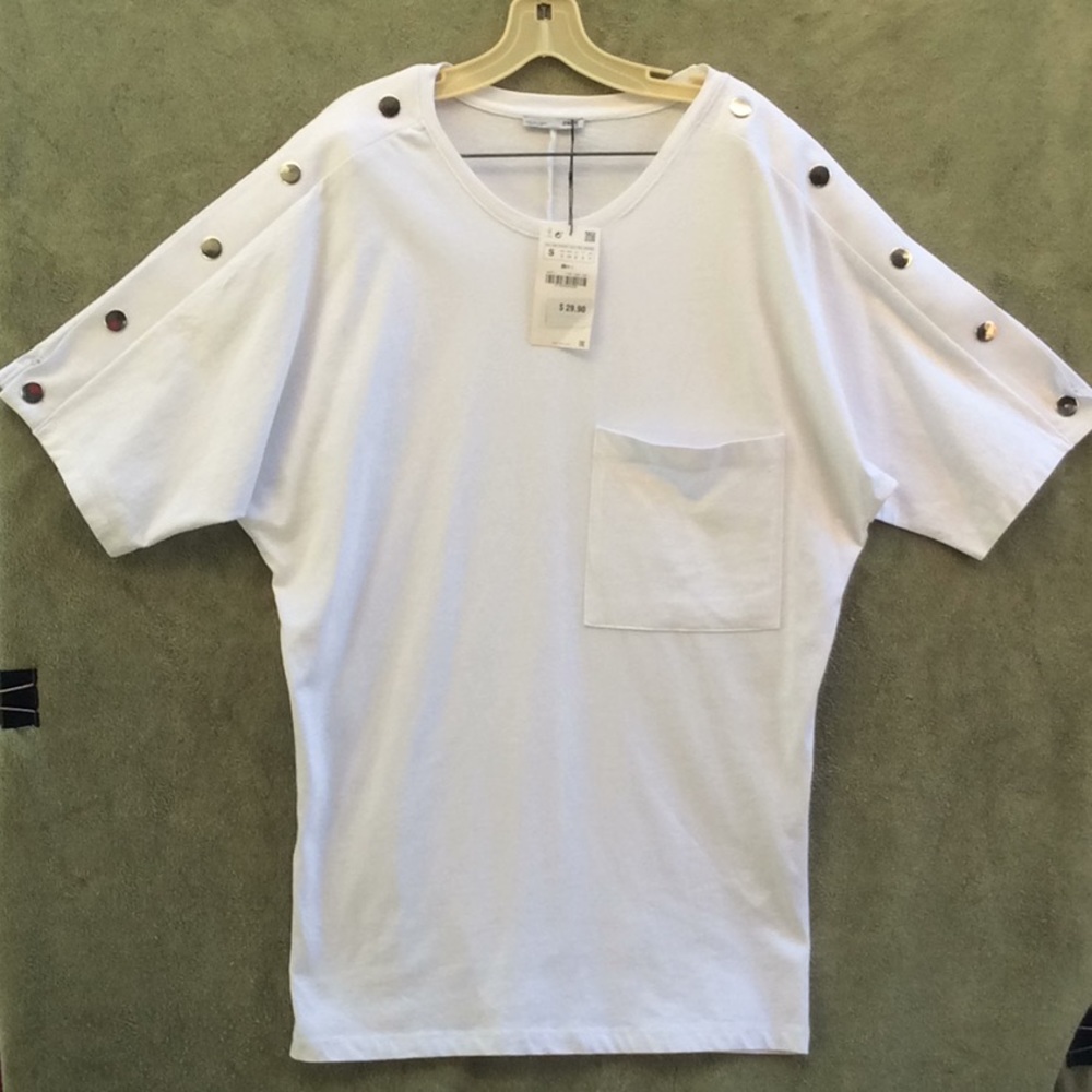 Women Zara Basic Collection T-Shirt Size S White